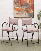 Load image into Gallery viewer, Vintage Shaver Howard Scrolled Iron pair of Bar Stools
