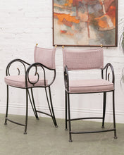 Load image into Gallery viewer, Vintage Shaver Howard Scrolled Iron pair of Bar Stools