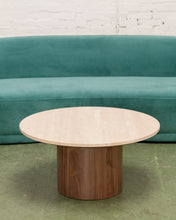 Load image into Gallery viewer, Travertine Walnut Base Coffee Table