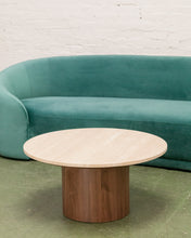 Load image into Gallery viewer, Travertine Walnut Base Coffee Table