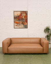 Load image into Gallery viewer, Modern 70s-Style Camel Faux Leather Sofa