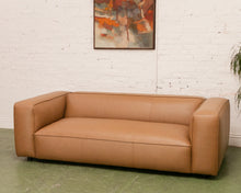Load image into Gallery viewer, Modern 70s-Style Camel Faux Leather Sofa