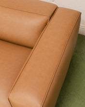 Load image into Gallery viewer, Modern 70s-Style Camel Faux Leather Sofa