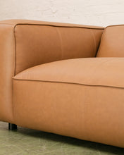 Load image into Gallery viewer, Modern 70s-Style Camel Faux Leather Sofa