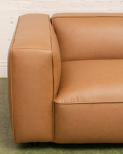 Load image into Gallery viewer, Modern 70s-Style Camel Faux Leather Sofa