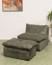 Load image into Gallery viewer, Stitched Green Chair and Ottoman