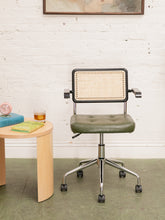 Load image into Gallery viewer, Green and Black Rattan Office Chair
