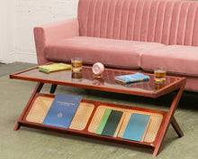 Load image into Gallery viewer, Glass Magazine Coffee Table