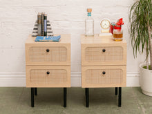 Load image into Gallery viewer, Oval Rattan Drawer Front Nightstand