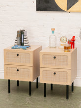 Load image into Gallery viewer, Oval Rattan Drawer Front Nightstand