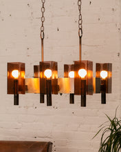 Load image into Gallery viewer, Amber Lucite 1970’s Chandelier