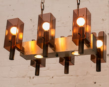 Load image into Gallery viewer, Amber Lucite 1970’s Chandelier