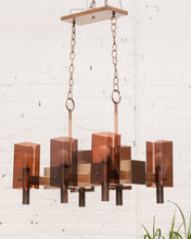 Load image into Gallery viewer, Amber Lucite 1970’s Chandelier