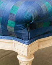 Load image into Gallery viewer, Gingham Blue Vintage Ottoman