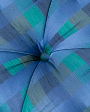 Load image into Gallery viewer, Gingham Blue Vintage Ottoman