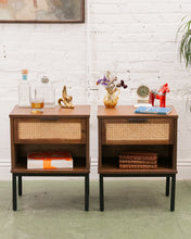 Load image into Gallery viewer, Rattan Front black base Nightstands
