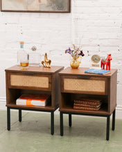 Load image into Gallery viewer, Rattan Front black base Nightstands