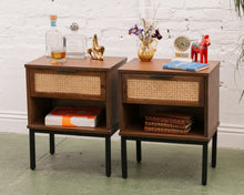 Load image into Gallery viewer, Rattan Front black base Nightstands