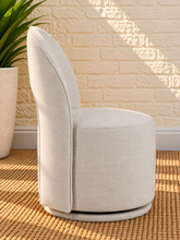Load image into Gallery viewer, Jacel upholstered swivel dining chair in Oatmeal linen-textured fabric with arched back and rounded seat