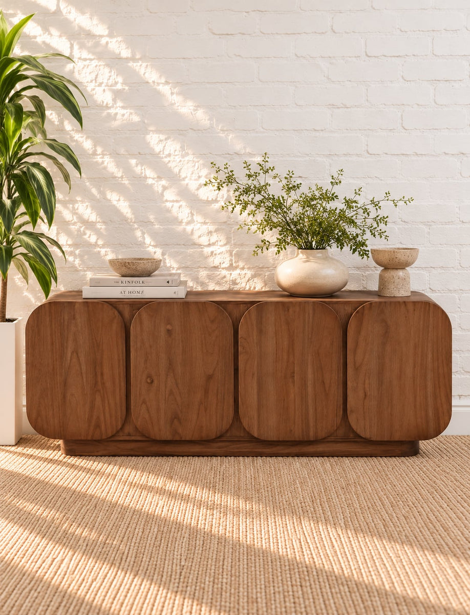 Coming Century ビデオテープ Keanu Four-Door Credenza in Natural Brown – Sunbeam Vintage