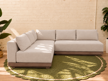 Load image into Gallery viewer, Image 2 of 4: Kova 3-Piece Outdoor Sectional Sofa in Sandstone Beige Olefin with natural Acacia Wood frame