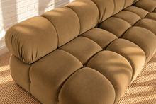 Load image into Gallery viewer, Louisa 6-piece sectional sofa in Camel Brown Saddle Velvet with deep tufted cushions, rounded arms, and modular contemporary design.