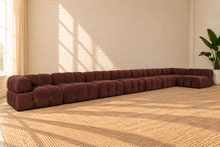 Load image into Gallery viewer, Louisa 8-piece modular sectional sofa in Dusty Burgundy velvet with deeply cushioned segmented seating, rounded profile, and movable arm.