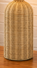 Load image into Gallery viewer, Lydia oak rattan table lamp with handwoven dome shade and tall rounded woven base