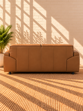 Load image into Gallery viewer, Image 3 of 4: Malone Loveseat in Golden Cognac top grain leather with sculpted arms and plush cushioned seating
