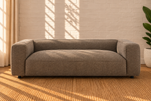 Load image into Gallery viewer, Image 1 of 5: Medrano 88-inch upholstered sofa in Mushroom Taupe lattice bouclé with broad arms and deep cushioned seating