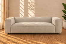 Load image into Gallery viewer, Image 1 of 5: Medrano 88-inch upholstered sofa in Stone Mist lattice bouclé with broad arms and deep cushioned seating