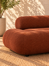 Load image into Gallery viewer, Image 4 of 4: Megan 3-Piece sectional sofa in Burnt Sienna chenille with bumper chaise configuration and rounded cushions