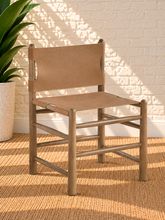 Load image into Gallery viewer, Meryll Natural Brown dining chair with vintage saddle brown vegan leather and solid walnut-finished wood frame