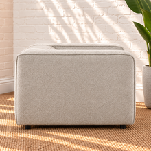Load image into Gallery viewer, Paloma gray lattice bouclé oversized lounge chair with wide upholstered arms and deep cushioned seat