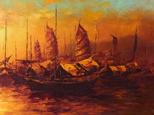 Load image into Gallery viewer, Luminous Vintage Sailboat, Mid-century Painting