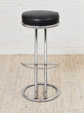 Load image into Gallery viewer, Mid-Century Modern Leather and Chrome Bar Stools 1980s Italy