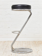 Load image into Gallery viewer, Mid-Century Modern Leather and Chrome Bar Stools 1980s Italy