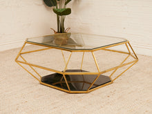 Load image into Gallery viewer, Brass Geometric Glam Coffee Table
