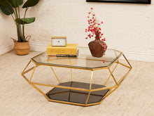Load image into Gallery viewer, Brass Geometric Glam Coffee Table