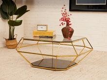 Load image into Gallery viewer, Brass Geometric Glam Coffee Table