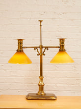 Load image into Gallery viewer, Brass Bouillotte Table Lamp with Amber Shades