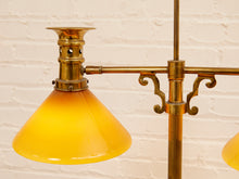 Load image into Gallery viewer, Brass Bouillotte Table Lamp with Amber Shades