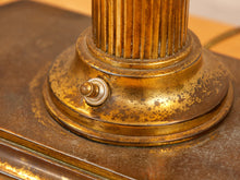 Load image into Gallery viewer, Brass Bouillotte Table Lamp with Amber Shades