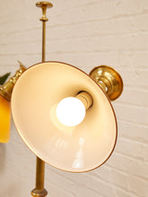 Load image into Gallery viewer, Brass Bouillotte Table Lamp with Amber Shades