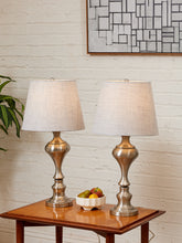 Load image into Gallery viewer, Brushed Nickel Table Lamps with Linen Shades, Modern Classic Pair