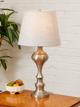 Load image into Gallery viewer, Brushed Nickel Table Lamps with Linen Shades, Modern Classic Pair