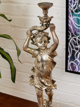Load image into Gallery viewer, French Neolcassical Cast Bronze Boy w Torch Figural