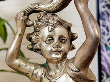 Load image into Gallery viewer, French Neolcassical Cast Bronze Boy w Torch Figural
