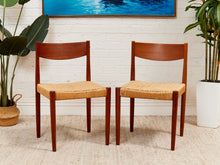 Load image into Gallery viewer, Danish modern Teak Chairs with Caning