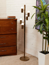 Load image into Gallery viewer, Mid Century Modern Brass Spiral Arranged Five Globes Floor Lamp